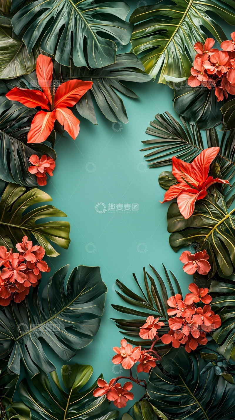 高清大图下载【趣麦麦图】热带植物花卉背景