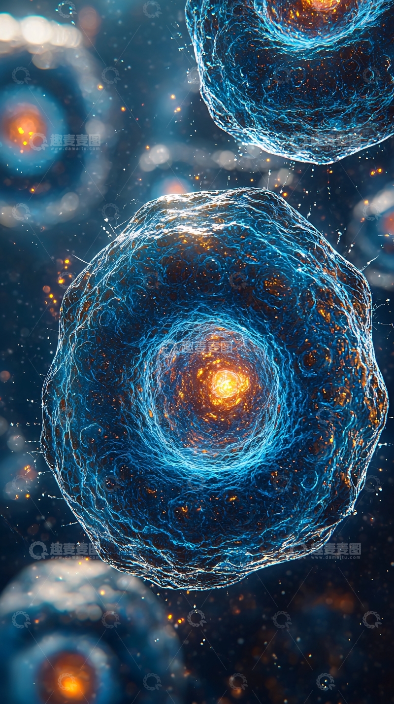 高清大图下载【趣麦麦图】蓝色细胞显微镜图像