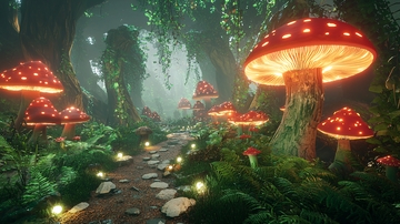 发光蘑菇森林小路