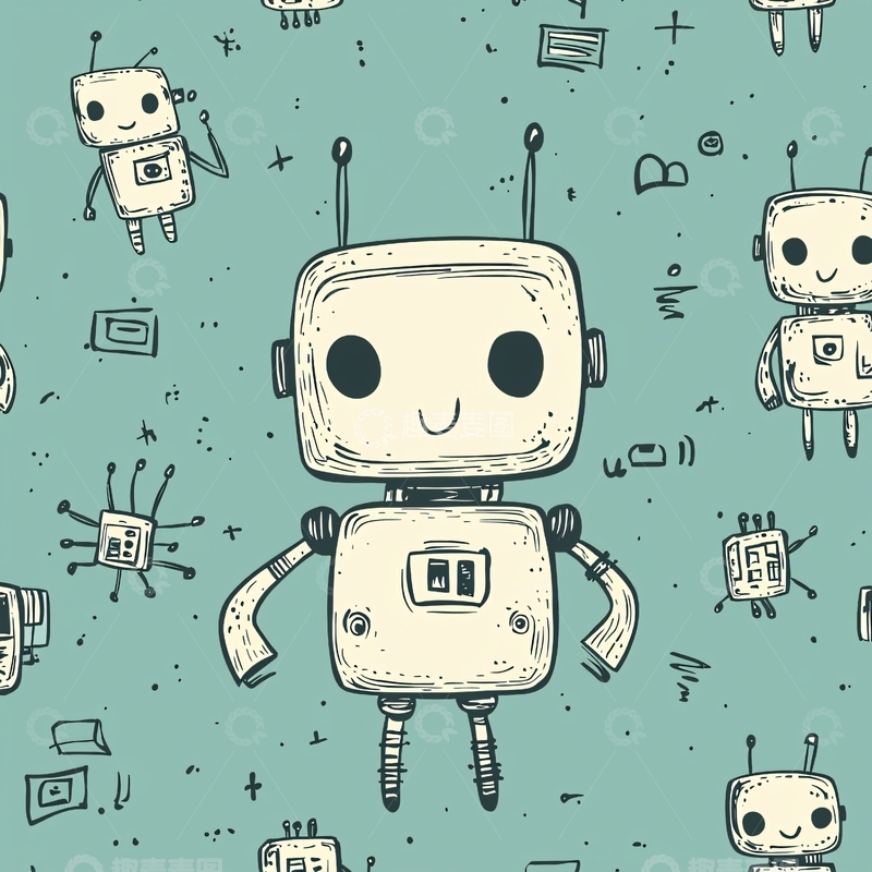 高清大图下载【趣麦麦图】可爱卡通机器人图案
