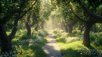 阳光透过树林小路