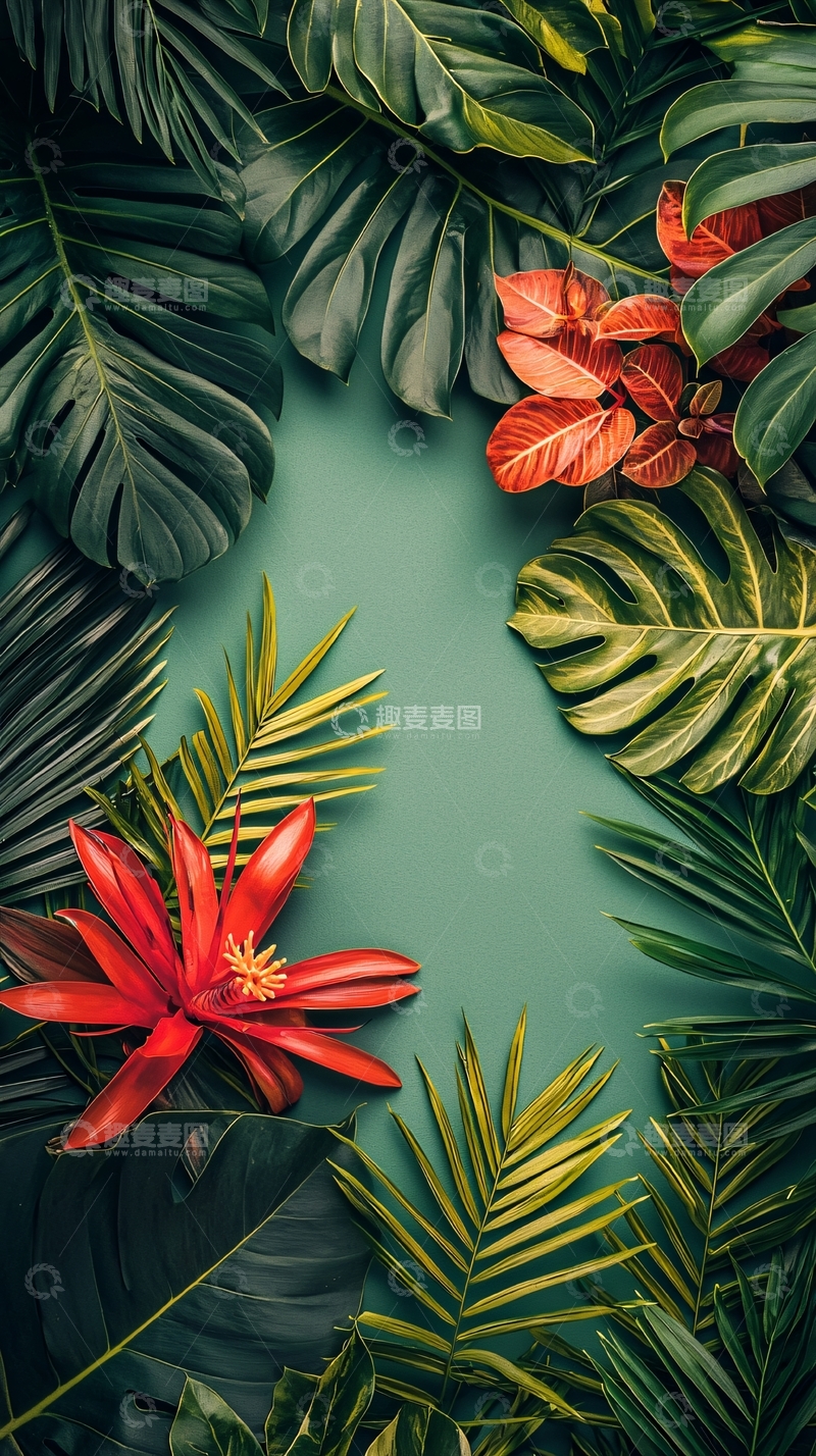 高清大图下载【趣麦麦图】热带植物绿叶背景