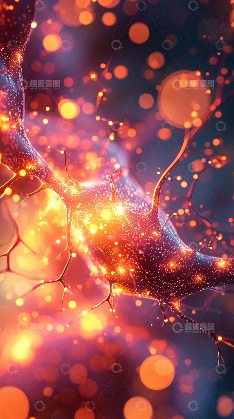 高清大图下载【趣麦麦图】神经元细胞发光