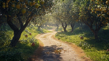 阳光洒满树林小路