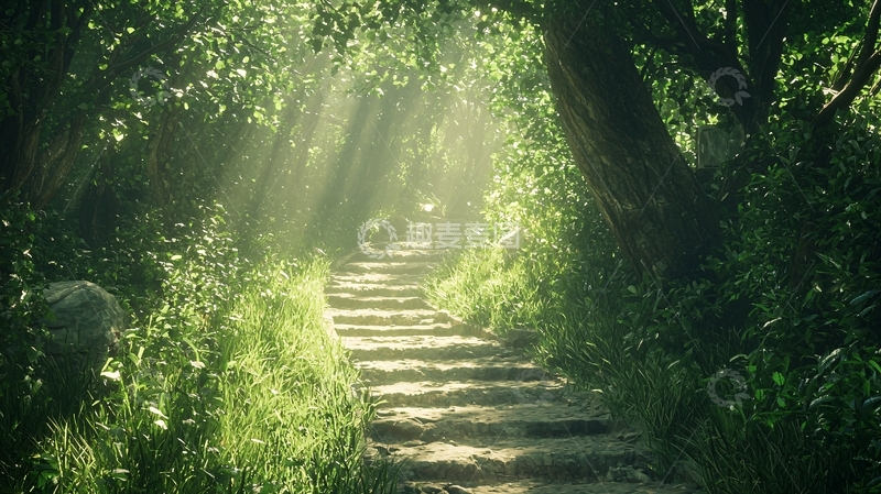 高清大图下载【趣麦麦图】阳光森林小路
