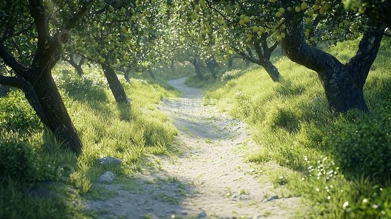 高清大图下载【趣麦麦图】阳光洒落林间小路