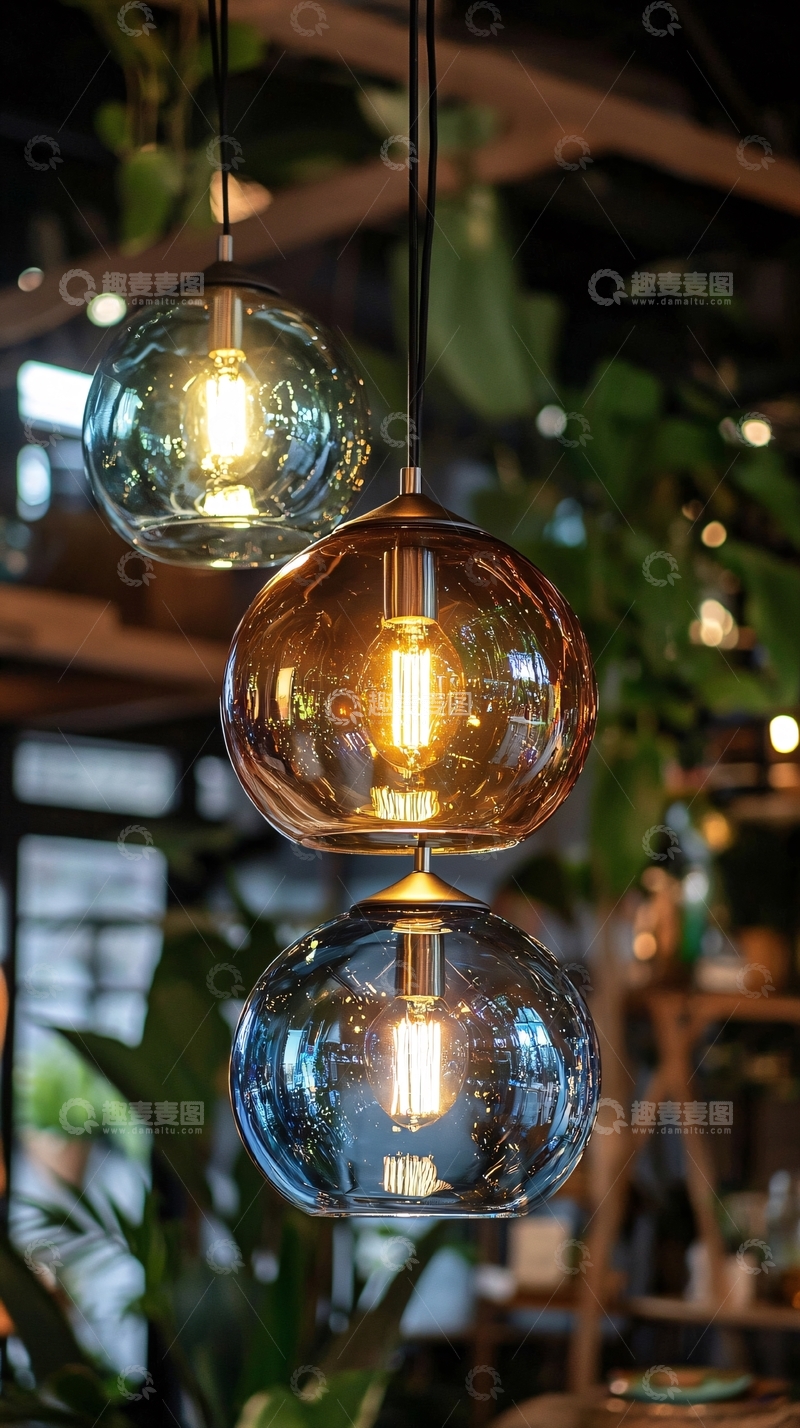 高清大图下载【趣麦麦图】彩色玻璃吊灯