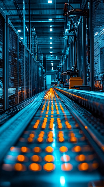 工业自动化生产线夜景
