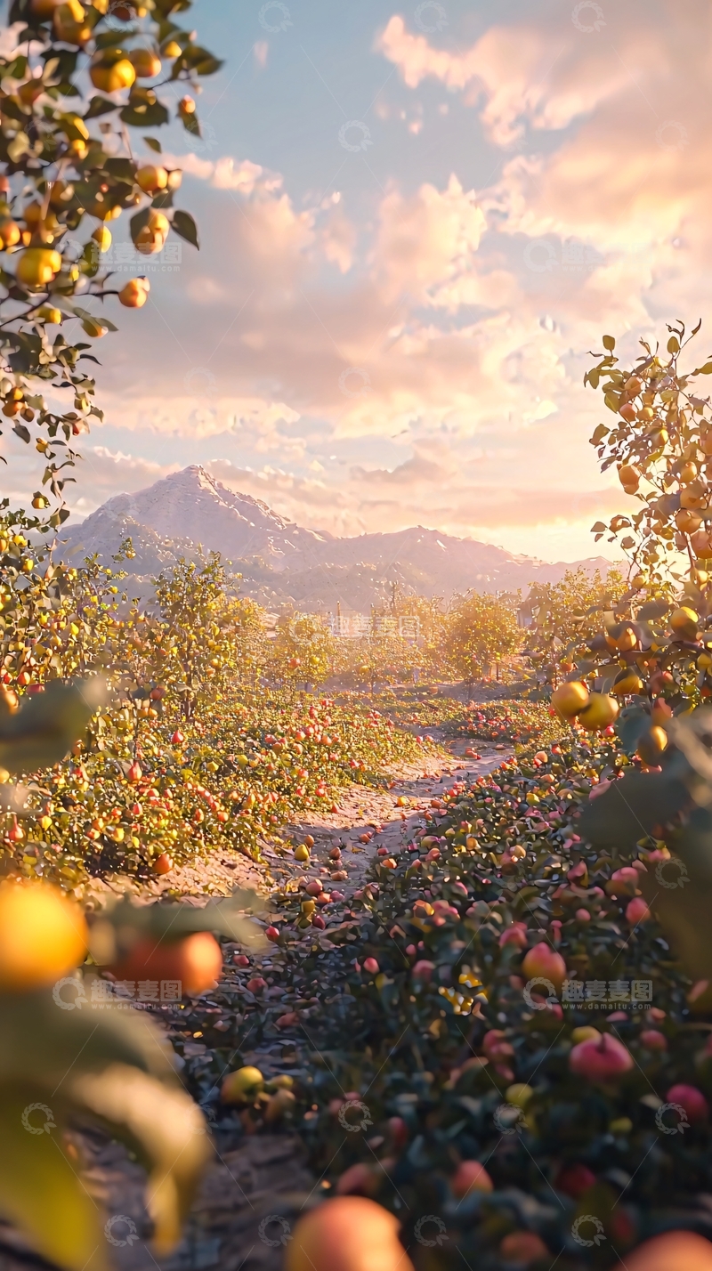 高清大图下载【趣麦麦图】秋日苹果园小路