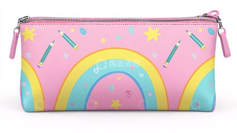 高清大图下载【趣麦麦图】粉色彩虹铅笔盒