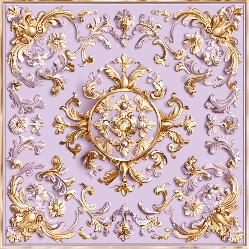 高清大图下载【趣麦麦图】紫色金色花纹图案