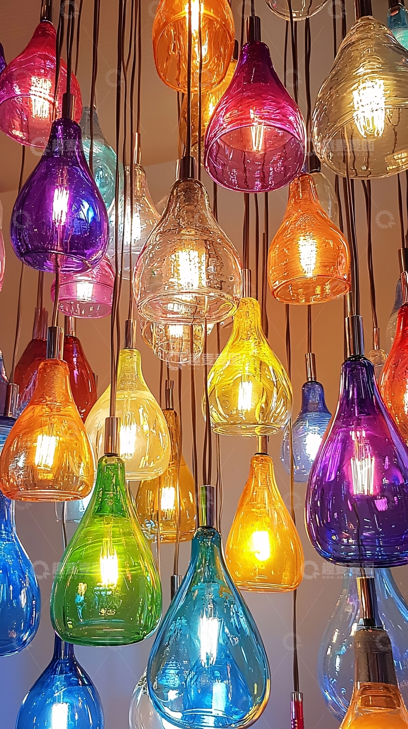 高清大图下载【趣麦麦图】彩色玻璃吊灯