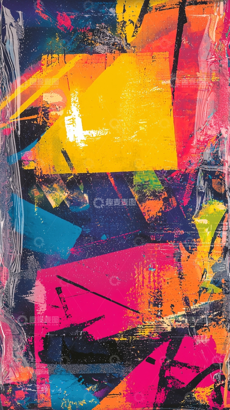 高清大图下载【趣麦麦图】抽象几何彩色涂鸦