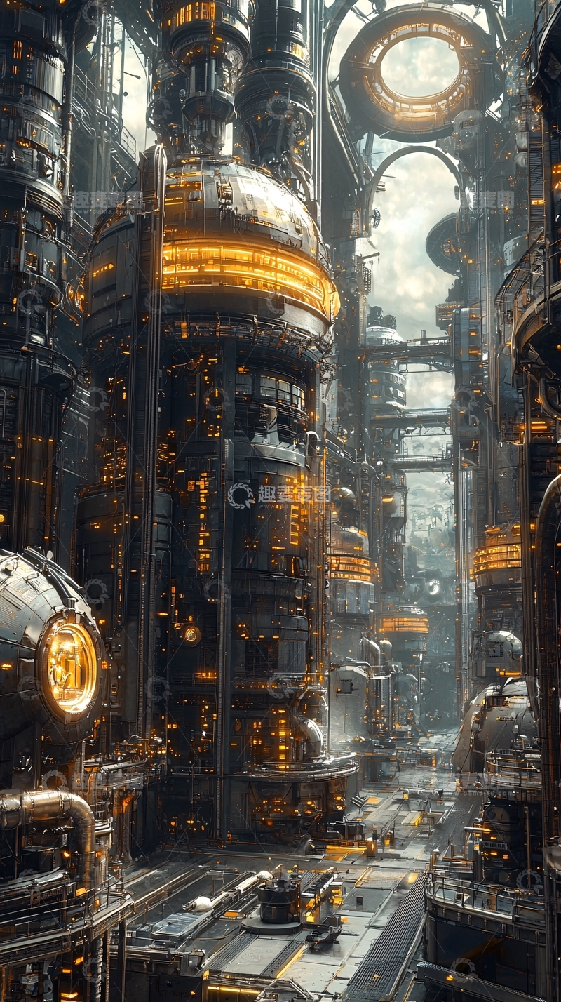 高清大图下载【趣麦麦图】未来城市工业建筑内部