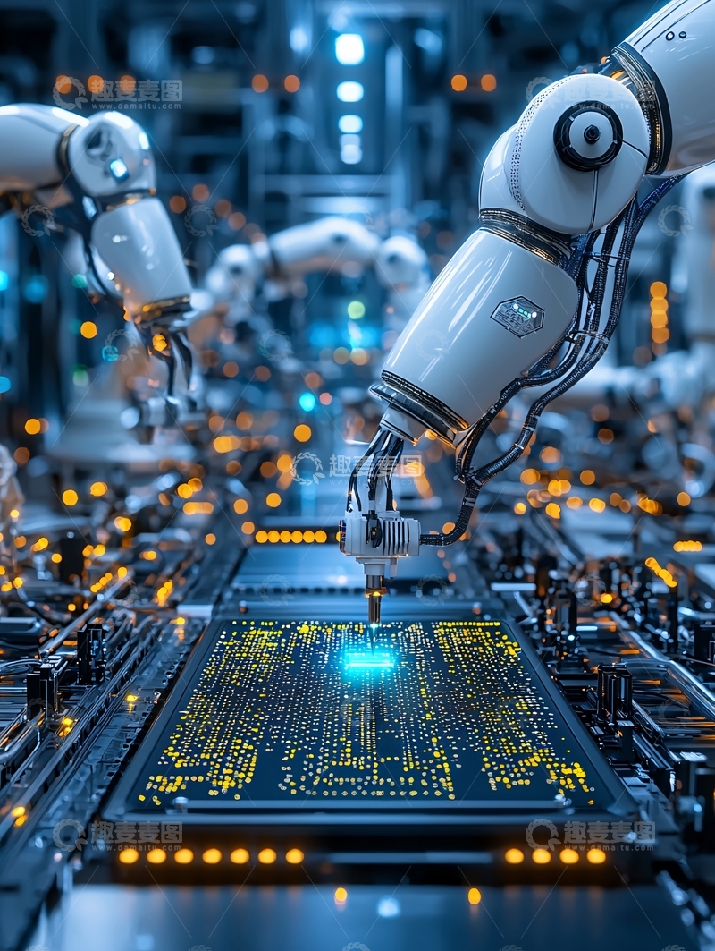 高清大图下载【趣麦麦图】机械臂操作电路板