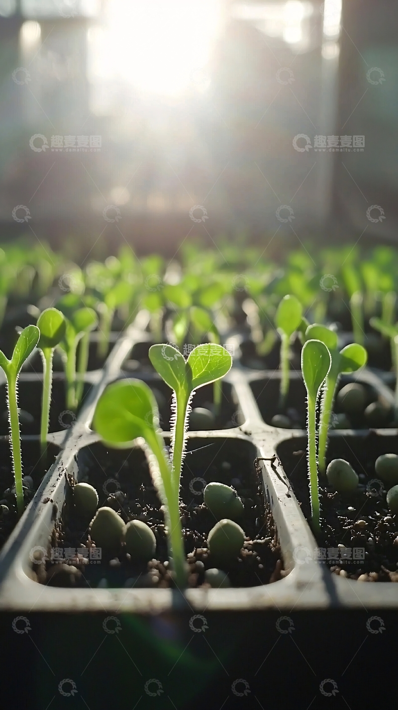 高清大图下载【趣麦麦图】阳光下茁壮成长的幼苗