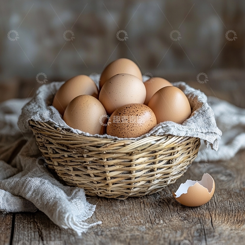 高清大图下载【趣麦麦图】-一篮子棕色的鸡蛋