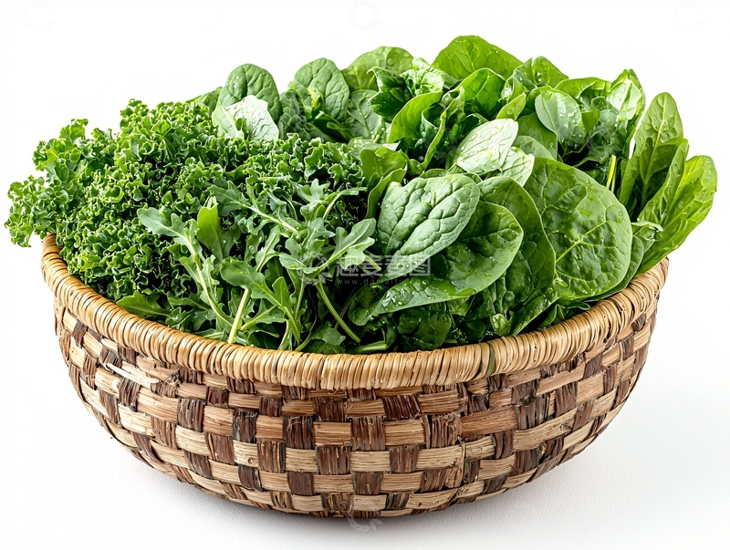 高清大图下载【趣麦麦图】新鲜绿叶蔬菜篮子