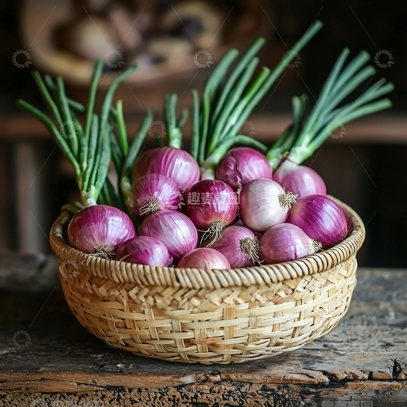 高清大图下载【趣麦麦图】一篮子新鲜的红洋葱