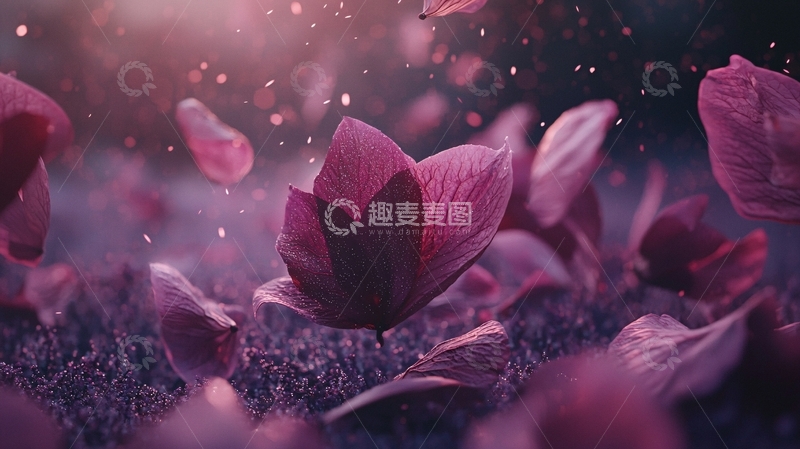 高清大图下载【趣麦麦图】唯美紫色花瓣飘落