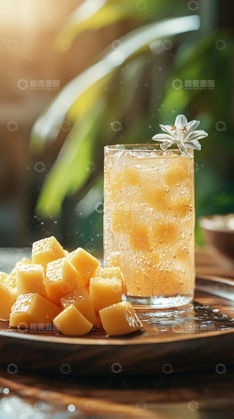 高清大图下载【趣麦麦图】芒果气泡饮料
