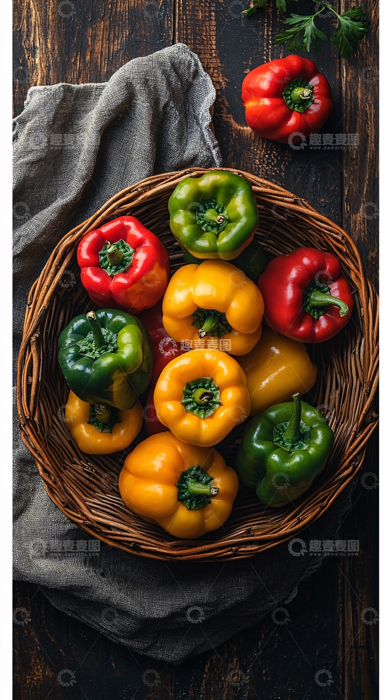 高清大图下载【趣麦麦图】色彩鲜艳的甜椒篮子