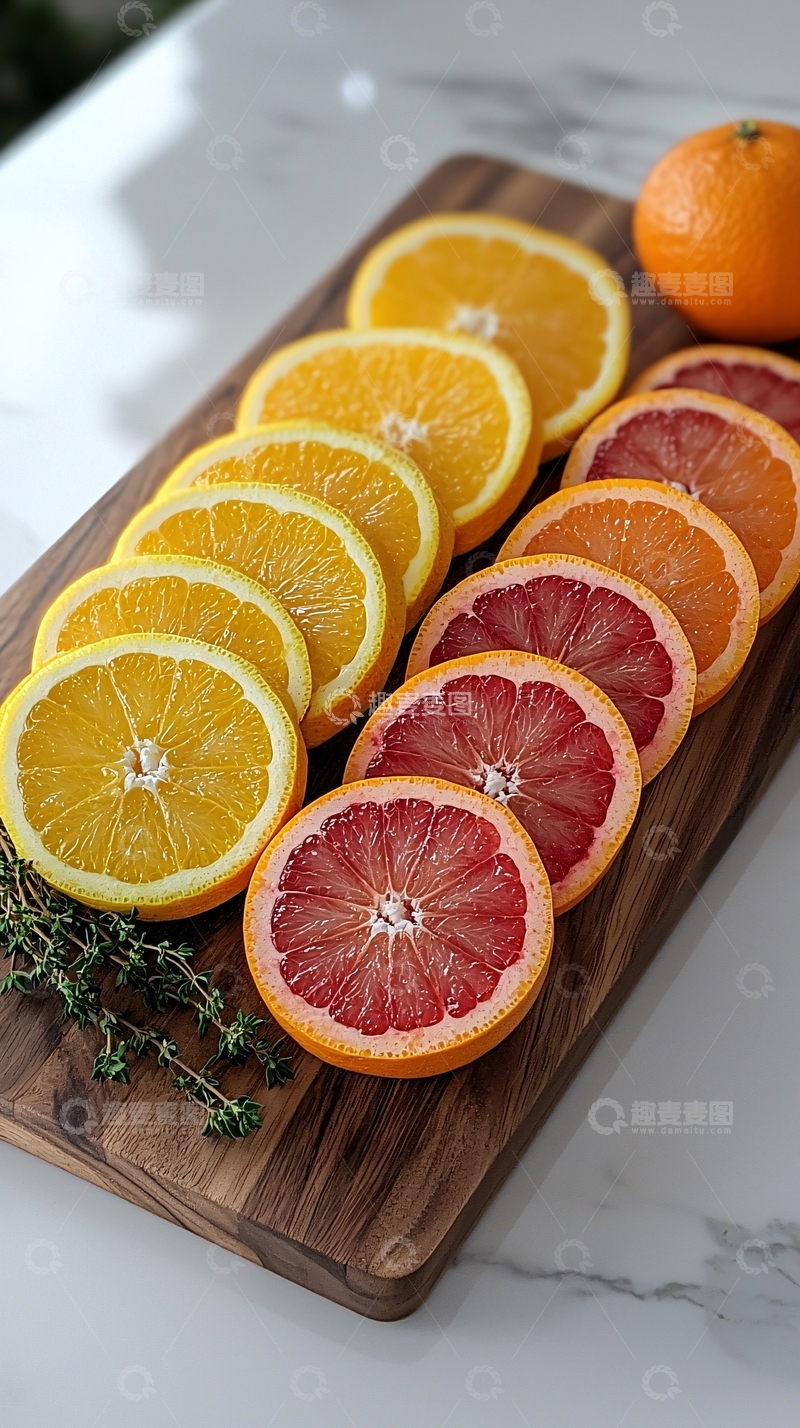 高清大图下载【趣麦麦图】鲜橙切片木板展示