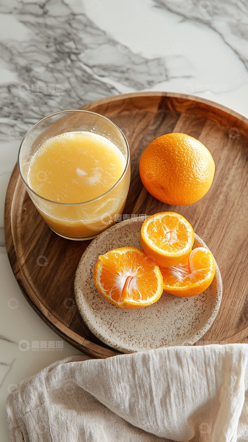 高清大图下载【趣麦麦图】橙汁与橙子