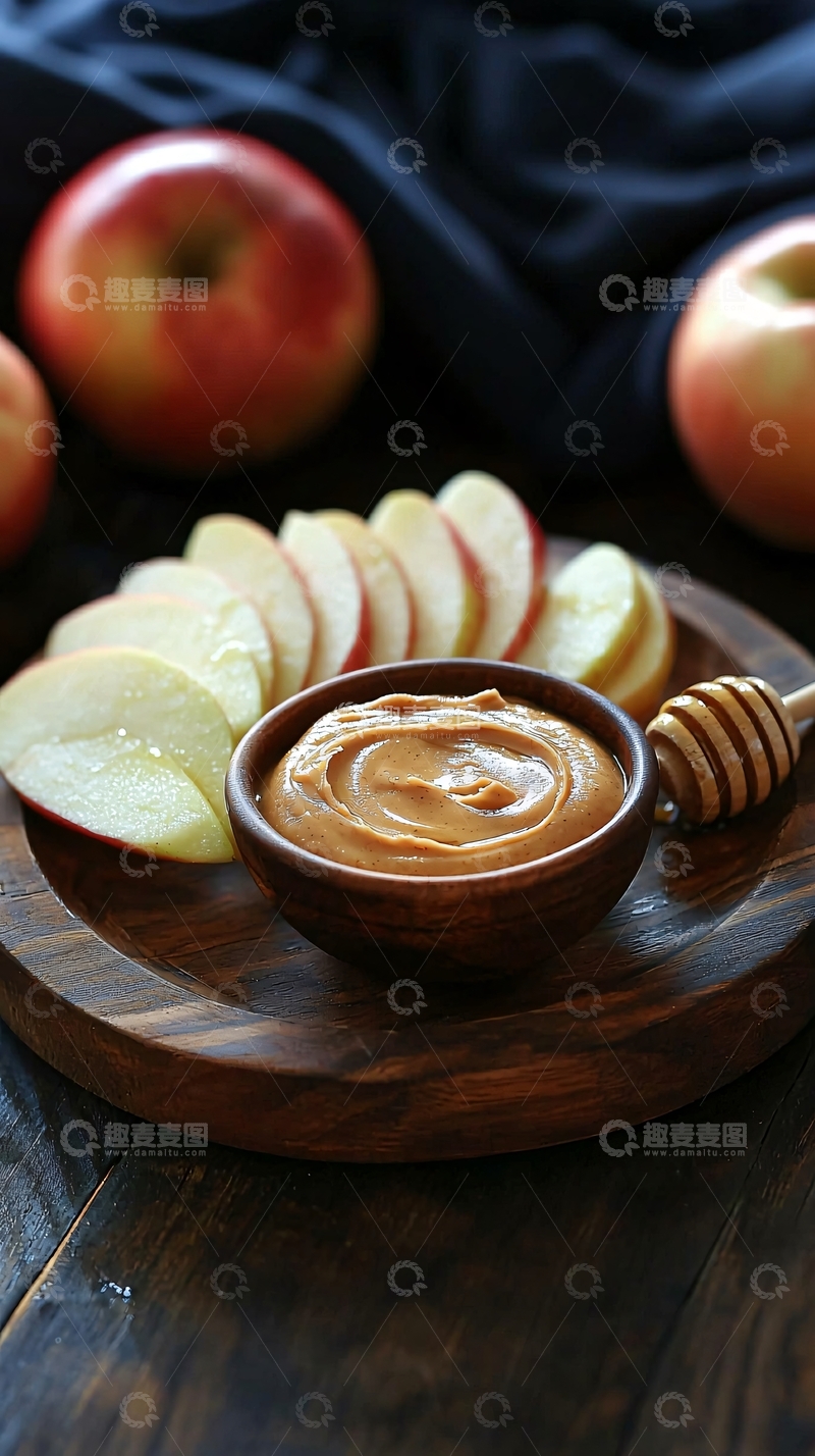 高清大图下载【趣麦麦图】苹果切片与蘸酱美食
