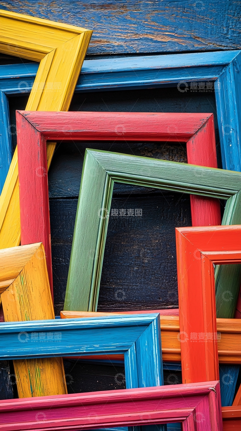 高清大图下载【趣麦麦图】彩色相框堆叠