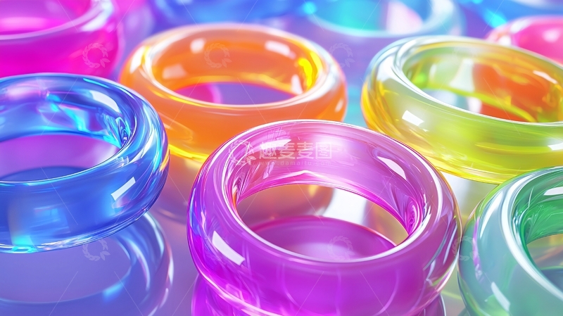 高清大图下载【趣麦麦图】彩色透明塑料戒指