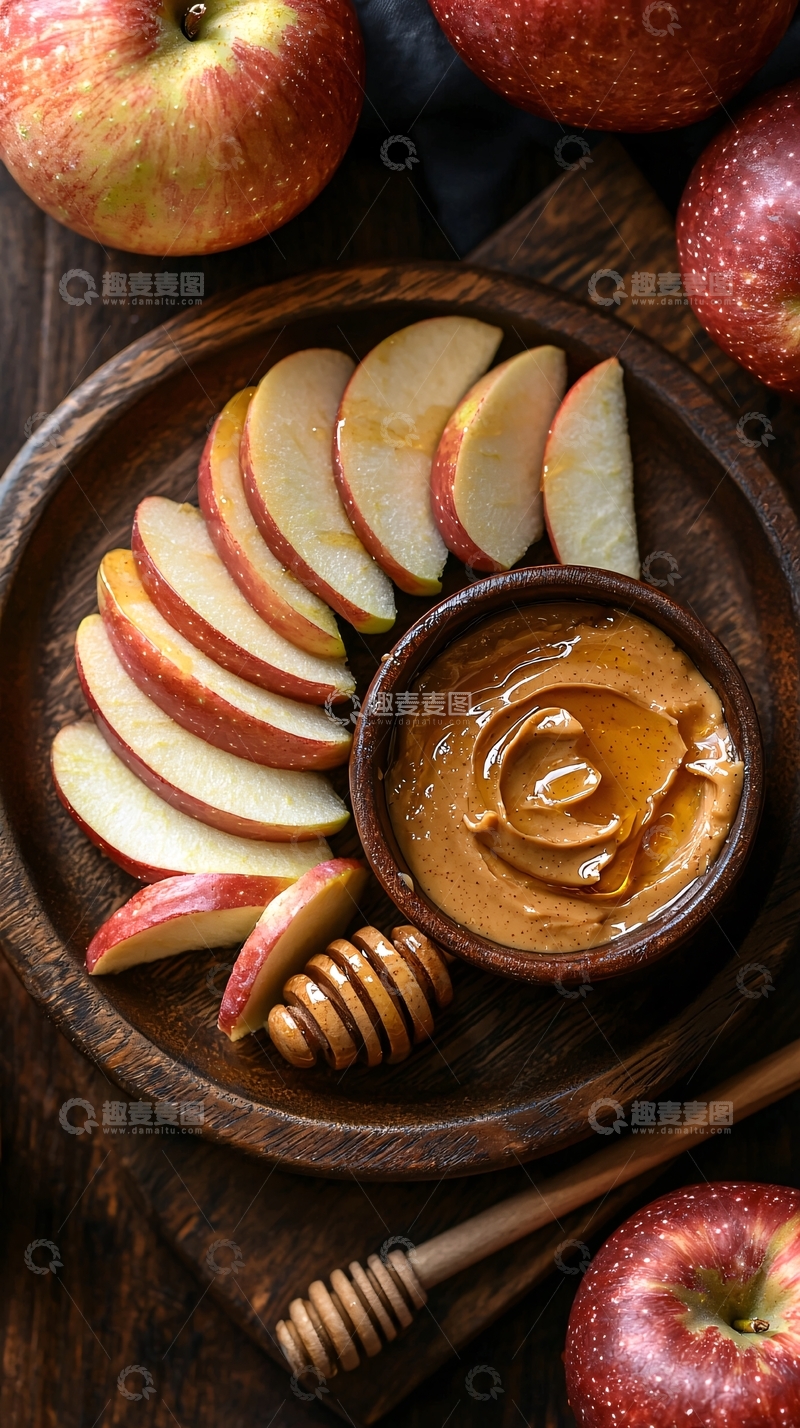 高清大图下载【趣麦麦图】苹果切片和蘸酱美食