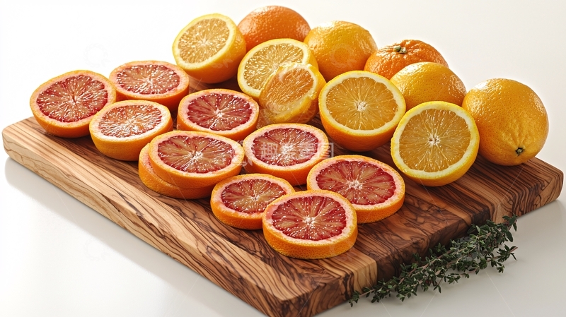 高清大图下载【趣麦麦图】血橙与橙子的木板静物