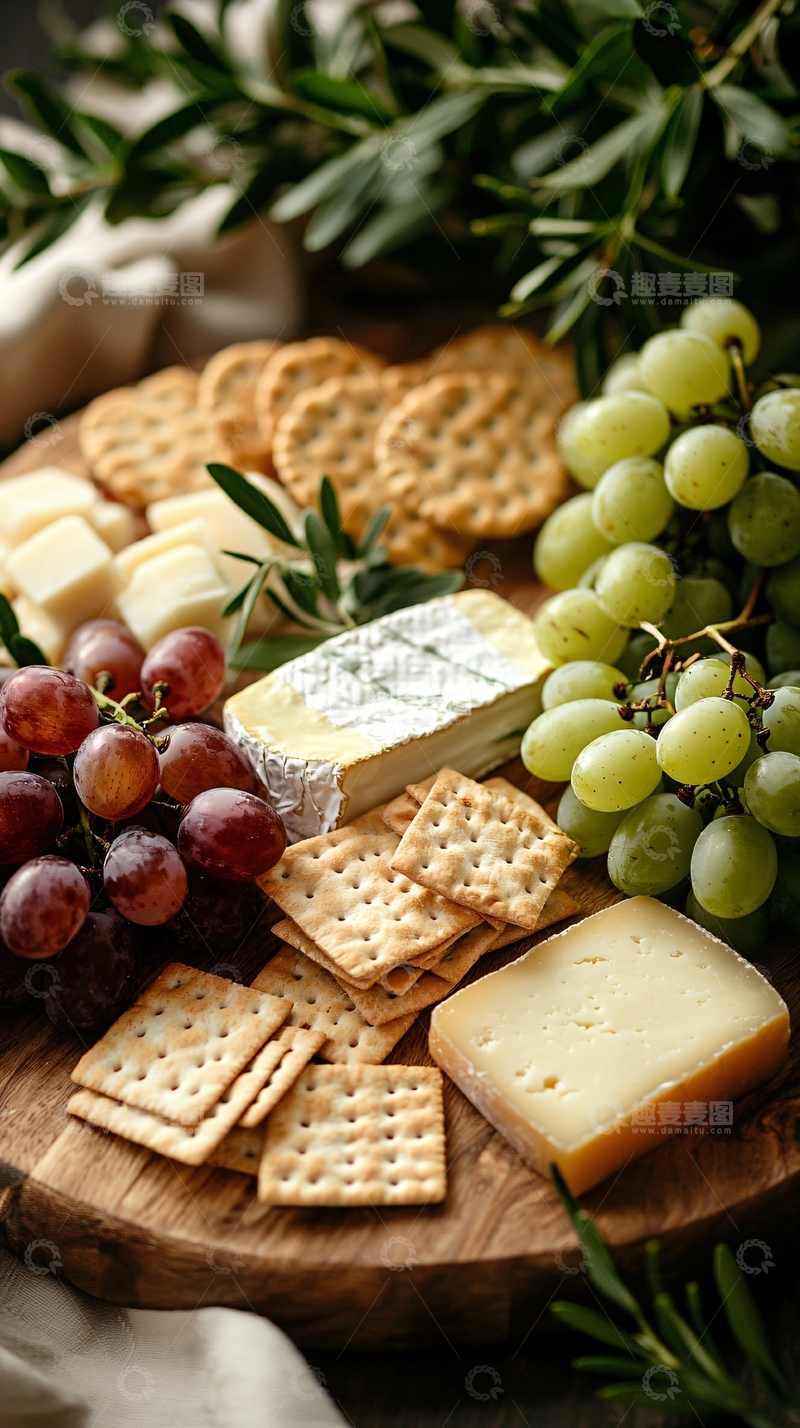 高清大图下载【趣麦麦图】奶酪饼干葡萄拼盘
