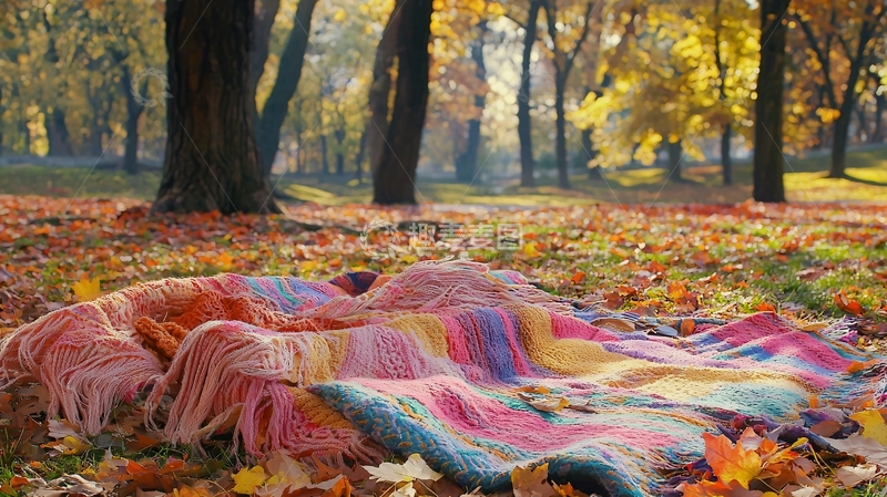 高清大图下载【趣麦麦图】秋日公园彩色毛毯