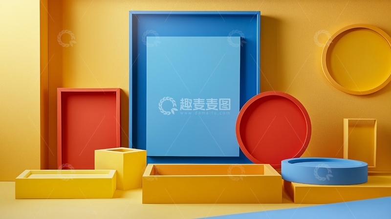 高清大图下载【趣麦麦图】黄色背景几何图形