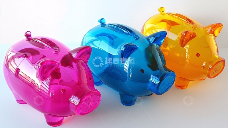 高清大图下载【趣麦麦图】彩色透明存钱罐