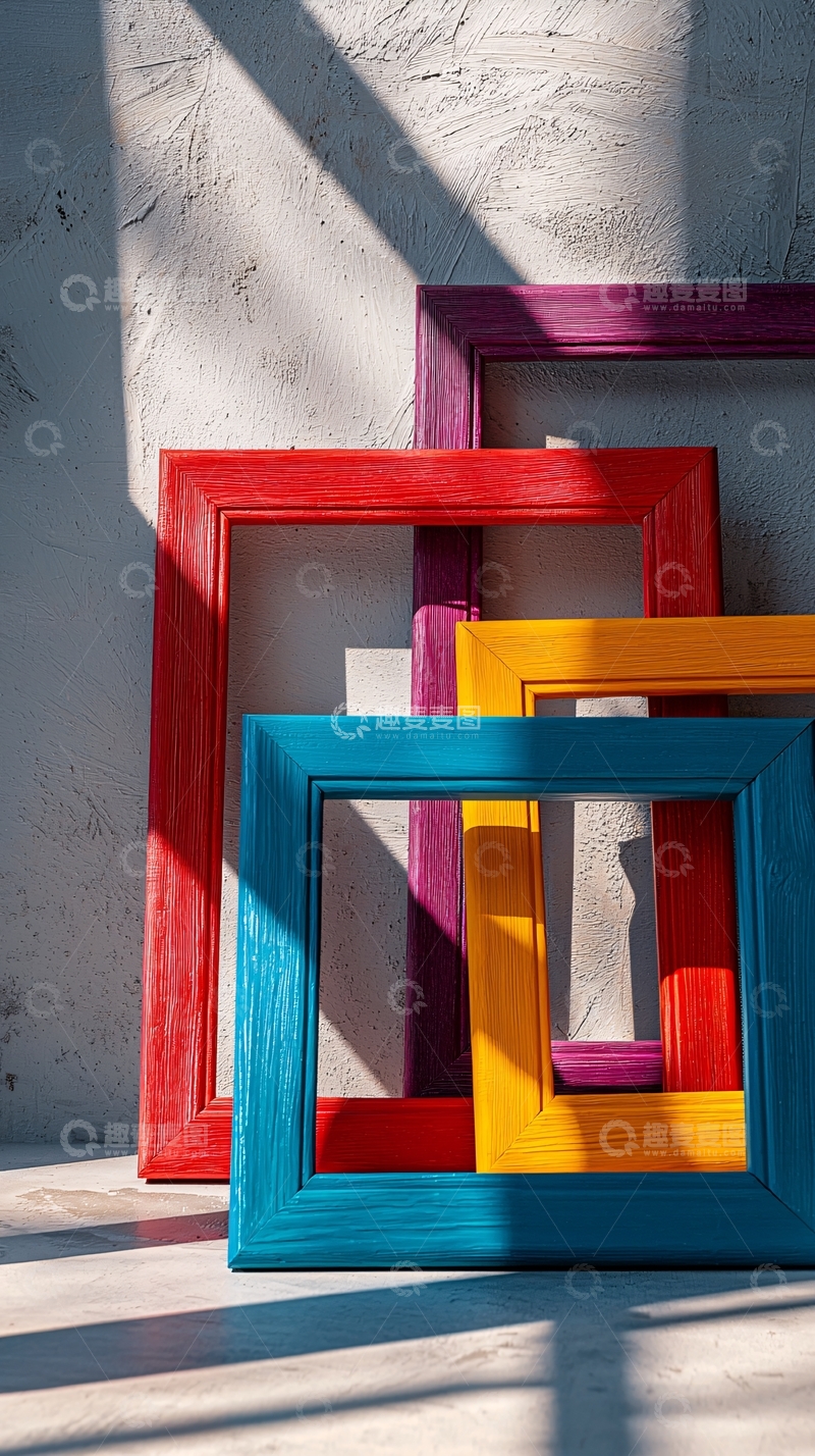 高清大图下载【趣麦麦图】彩色相框堆叠