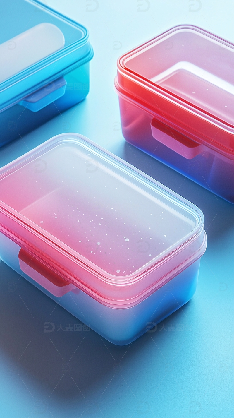 高清大图下载【趣麦麦图】蓝色粉色保鲜盒
