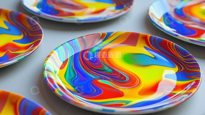 高清大图下载【趣麦麦图】彩色大理石纹理餐盘