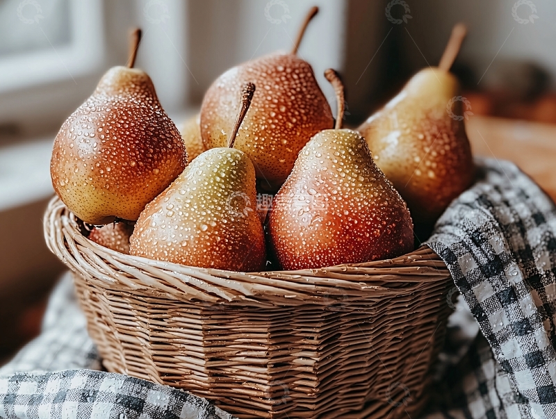 高清大图下载【趣麦麦图】一篮子的新鲜梨子