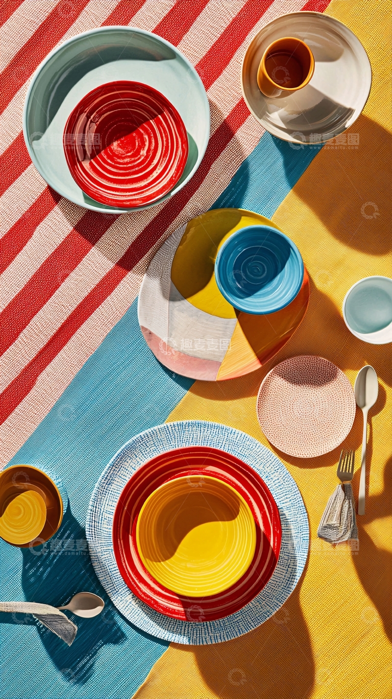 高清大图下载【趣麦麦图】色彩鲜艳的餐具摆设