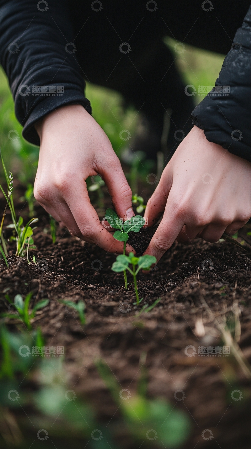 高清大图下载【趣麦麦图】双手种植幼苗