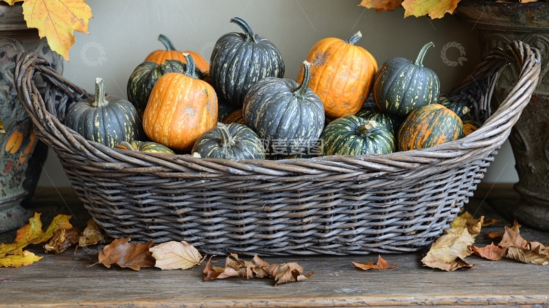 高清大图下载【趣麦麦图】篮子里的各种小南瓜