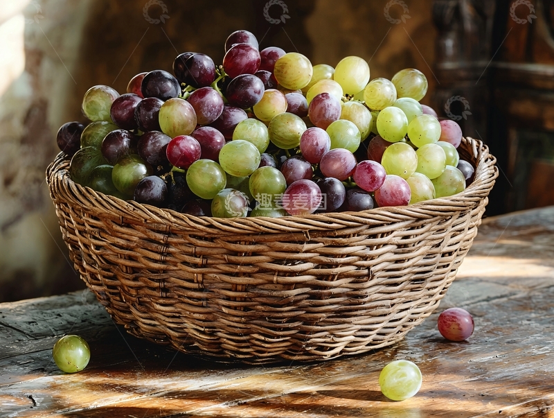 高清大图下载【趣麦麦图】紫红色和绿色葡萄