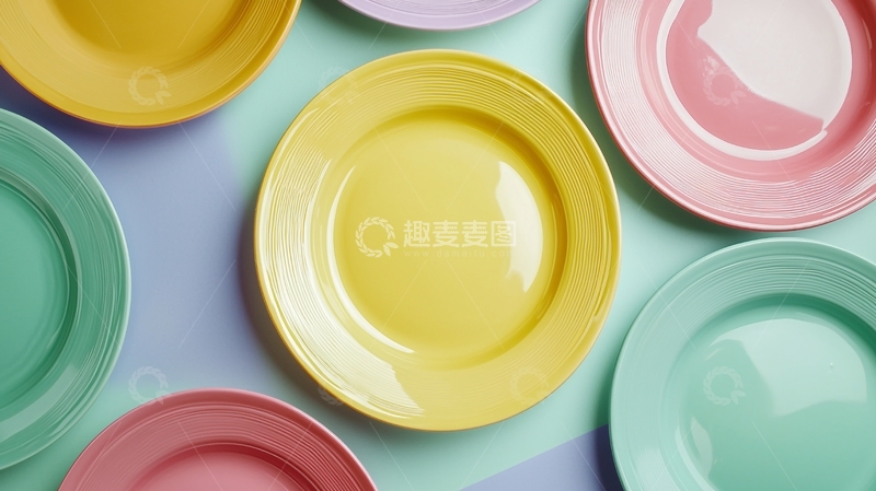 高清大图下载【趣麦麦图】彩色餐盘俯视图