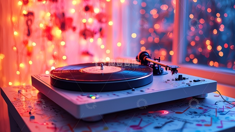 高清大图下载【趣麦麦图】唱机在温馨的灯光下