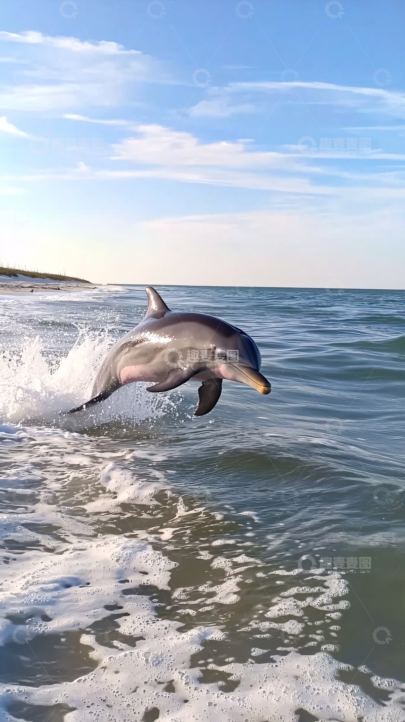 高清大图下载【趣麦麦图】海豚跃出水面