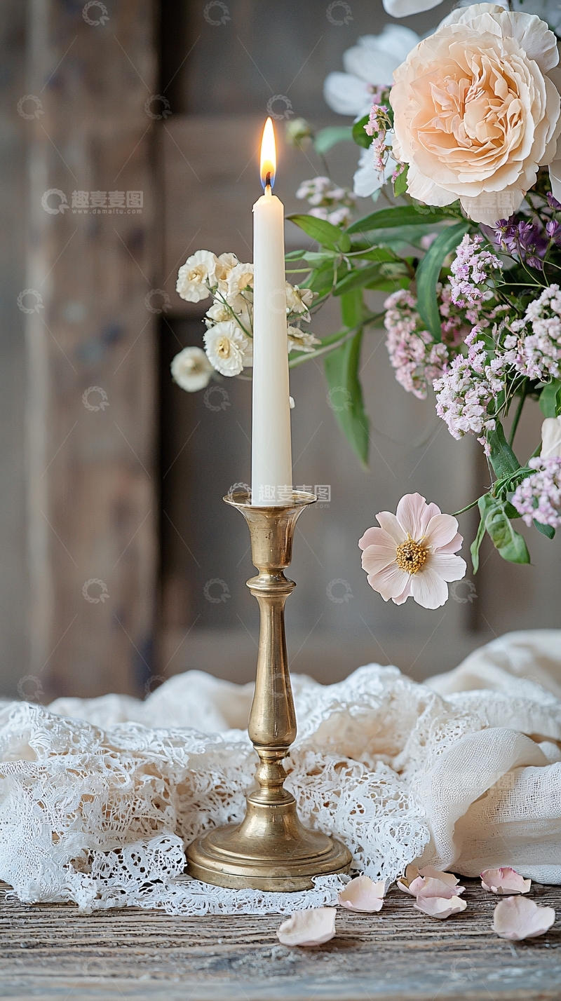 高清大图下载【趣麦麦图】复古黄铜烛台