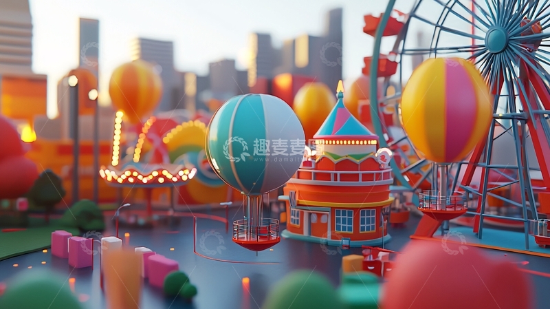 高清大图下载【趣麦麦图】卡通城市乐园